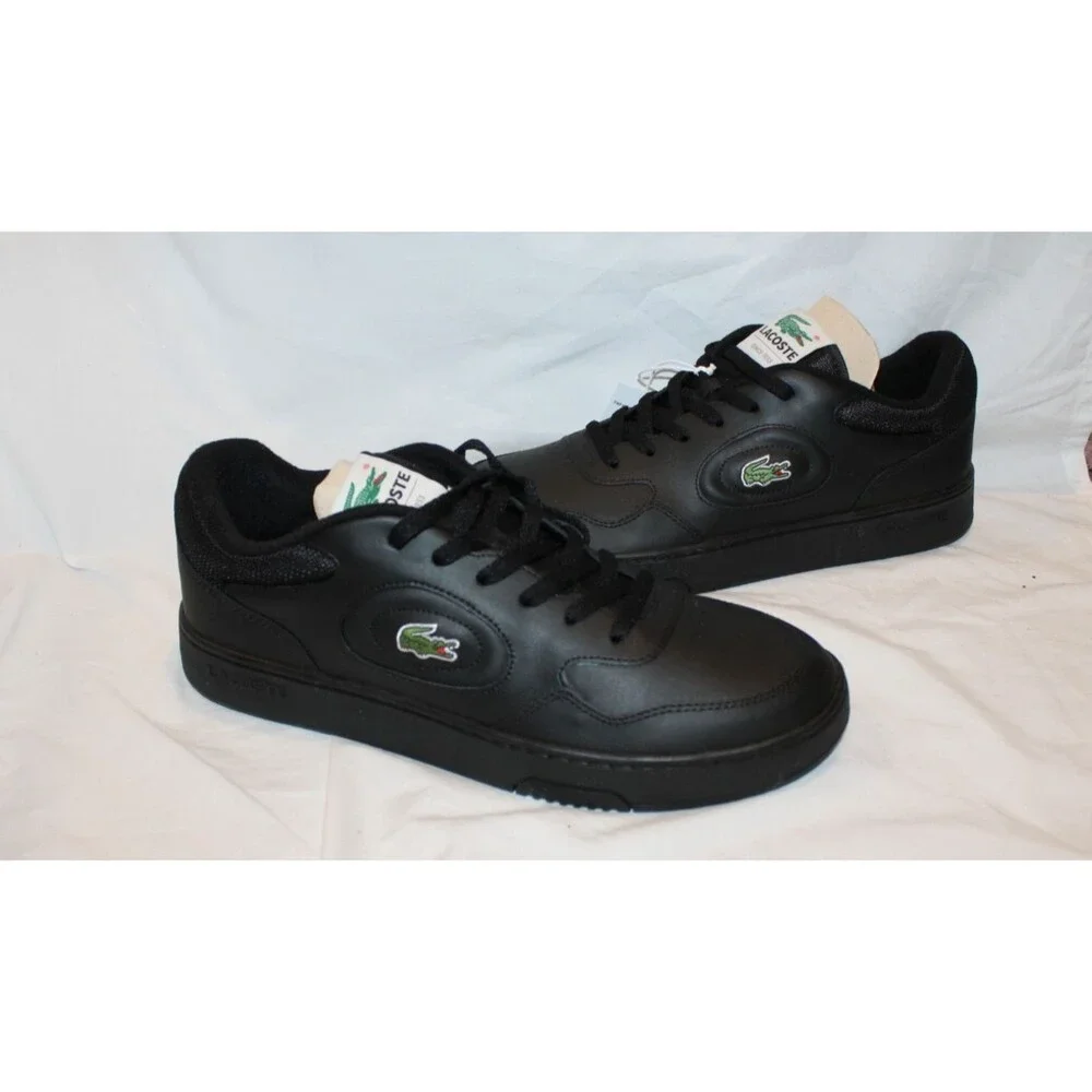 Lacoste Lineset Leather Men's Black Lifestyle Athletic Sneakers 223 NEW US 10
